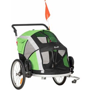 Dog Bike Trailer 2-in-1 Pet Stroller for Large Dogs Foldable Bicycle Carrier Green - Green - Pawhut