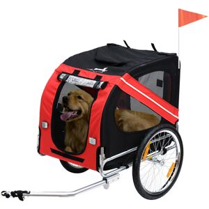 Pawhut - Dog Bike Trailer Pet Cart Carrier for Bicycle Travel Steel Frame Red - Red, black