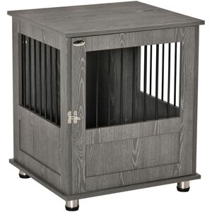 Pawhut - Dog Crate Furniture End Table, Pet Kennel for Small Dogs w/ Magnetic Door Small - Grey