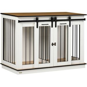 Pawhut - Dog Crate Furniture for Large Dog, Double Dog Cage with Divider White - White