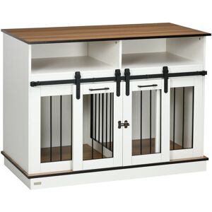 Pawhut - Dog Crate Furniture for Small and Large Dogs with Movable Divider, White - White