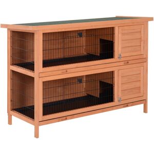 Pawhut - 54 Inch Large Rabbit Hutch Guinea Pig Hutches with Sliding Trays Outdoor - Orange