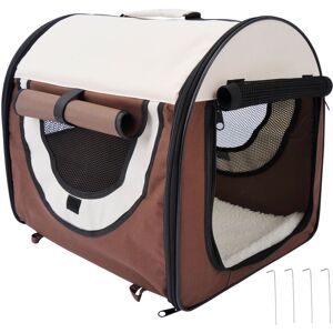 Pawhut - Folding Fabric Soft Pet Crate Dog Cat Travel Carrier Cage Kennel House - Brown