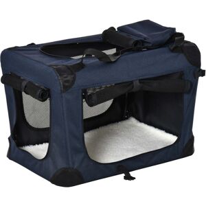 Folding Pet Carrier Bag Soft Portable Dog Cat Crate Puppy Kennel Cage Small - Blue - Pawhut