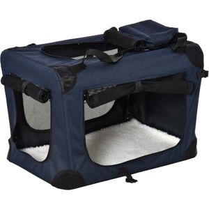 Folding Pet Carrier Bag Soft Portable Dog Cat Crate Puppy Kennel Cage Large - Blue - Pawhut