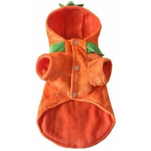 Orchidée - Pet Cosplay Costume Puppy Halloween Pumpkin Warm Fleece Hooded Clothes(L)