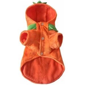 ROSE Pet Cosplay Costume Puppy Halloween Pumpkin Warm Fleece Hooded Clothes(M)