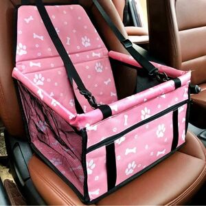 HOOPZI Dog Car Seat, Waterproof Folding Dog Seat Carrier with Seat Belt and Storage Bag, Car Booster Seat for Dogs or Cats (Pink Bone)