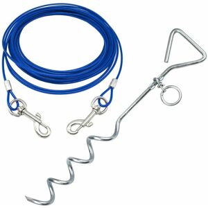 Bunty - Pet Dog Puppy Outdoor Tie Out Lead Leash Extension Wire Cable Metal Stake Anchor - Blue - X-Large