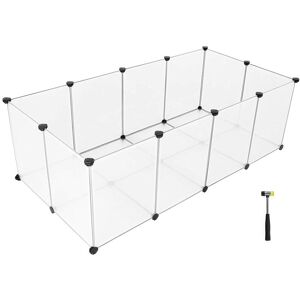 SONGMICS Pet Exercise Play Pen with Bottom, 20 Panels, DIY Enclosure Fence Cage for Small Animals, Guinea Pigs, Hamsters, Bunnies, Pet Run and Crate, Free