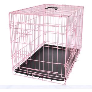 Greenbay - Pet Puppy Crate Folding Dog Training Travel Cage with Detachable Tray 42 Pink