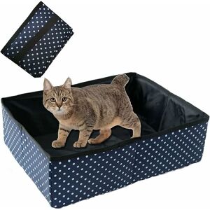 Denuotop - Portable Collapsible General Cat Litter Box, Waterproof, Clean and Soft Home Outdoors - Blue, l