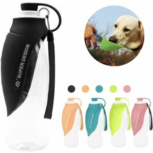 Langray - Portable Dog Bottle Silicone Travel Water Bottle - Black - Noir