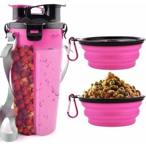 Héloise - Dog Water Bottle with 2 Collapsible Bowls Portable 2 in 1 Water Bottle and Food for Dogs Cat Pets, Travel Bottle for Walking, Exercising,