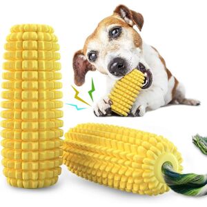 Tinor - Puppy Toys, Dog Chew Toys for Aggressive Chewers Medium Large Breed, Indestructible Tough Squeaky Corn Toys for Teething Boredom(Yellow)