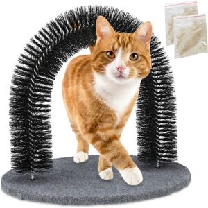 Relaxdays Cat Scratching Arch, Includes Catnip, Cat Brush for All Hairs, Black