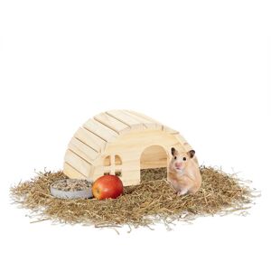 Relaxdays - Hamster House Made of Wood, Cage Accessories for Rodents, hwd: 10 x 18,5 x 13 cm, Mice Shelter, Natural Wood