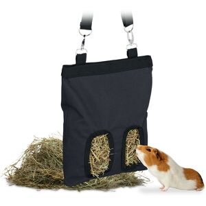 Relaxdays - Hay Bag, for Small Animals, Rabbit, Guinea Pig, Hamster, Straw Storage, Cage Accessory, HxW 31 x 25 cm, Black