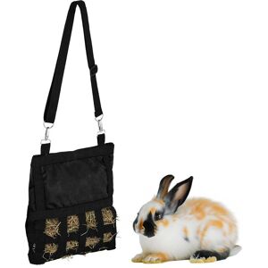 Relaxdays - Hay Bag, for Small Animals, Rabbits, Guinea Pigs, Straw Storage, Cage Accessories, HxW 30 x 30 cm, Black