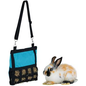 Relaxdays Hay Bag, for Small Animals, Rabbits, Guinea Pigs, Straw Storage, Cage Accessories, HxW 30 x 30 cm, Blue/Black