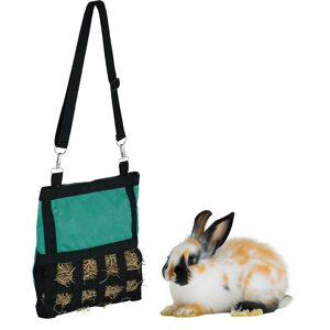 Relaxdays - Hay Bag, for Small Animals, Rabbits, Guinea Pigs, Straw Storage, Cage Accessories, HxW 30 x 30 cm, Green/Black