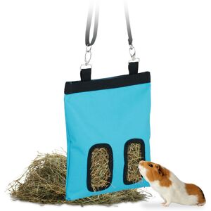 Relaxdays - Hay Bag, for Small Animals, Rabbits, Guinea Pigs, Straw Storage, Cage Accessory, HxW 31 x 25 cm, Blue/Black