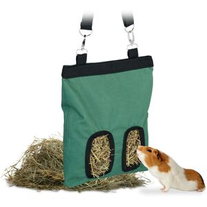 Relaxdays - Hay Bag, for Small Animals, Rabbits, Guinea Pigs, Straw Storage, Cage Accessory, HxW 31 x 25 cm, Green/Black