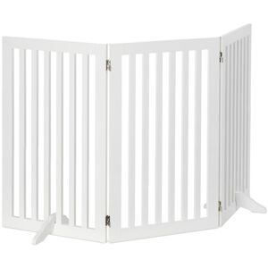 Wooden Safety Barrier, Adjustable Gate for Dogs & Children, Fireplace & Oven, 91.5x154cm, White - Relaxdays