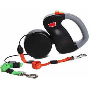 Rhafayre - Double Retractable Dog Leash, Reinforced Extendable with Non-Slip Handle 3m Double Leash for Two Dogs Flexible Double Leash 360° Strong