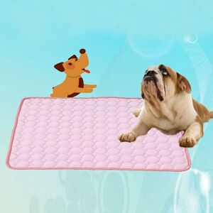 Rhafayre - Pet Dog Cooling Mat Cool Ice Silk Cooling Pad Puppy Dogs Cooling Mat,Pink 62x50cm