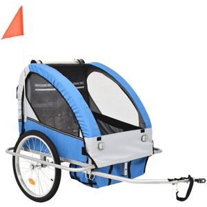 Berkfield Home - Royalton 2-in-1 Kids' Bicycle Trailer & Stroller Dark Blue and Grey