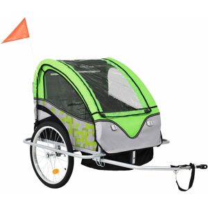 Berkfield Home - Royalton 2-in-1 Kids' Bicycle Trailer & Stroller Green and Grey
