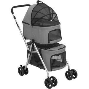 Berkfield Home - Royalton 2-Layers Folding Dog Stroller Grey 83x48x97 cm Oxford Fabric