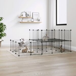 Royalton - 44-Panel Pet Cage with Door Black 35x35 cm Steel