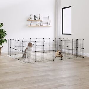 52-Panel Pet Cage with Door Black 35x35 cm Steel - Royalton