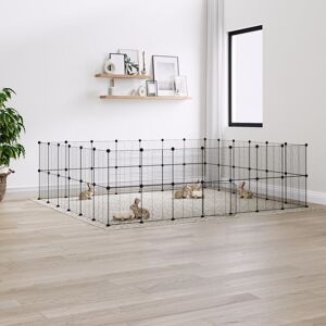 52-Panel Pet Cage with Door Black 35x35 cm Steel - Royalton