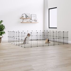 60-Panel Pet Cage with Door Black 35x35 cm Steel - Royalton