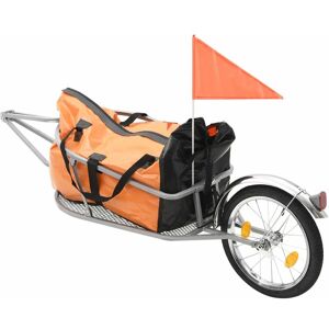 Berkfield Home - Royalton Bike Luggage Trailer with Bag Orange and Black