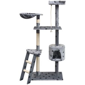 BERKFIELD HOME Royalton Cat Tree with Sisal Scratching Posts 150 cm Paw Prints Grey