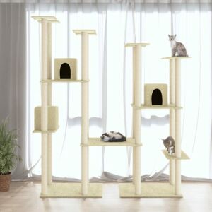 BERKFIELD HOME Royalton Cat Tree with Sisal Scratching Posts Cream 174 cm