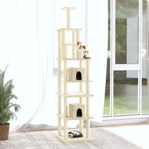 BERKFIELD HOME Royalton Cat Tree with Sisal Scratching Posts Cream 216 cm