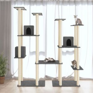 BERKFIELD HOME Royalton Cat Tree with Sisal Scratching Posts Dark Grey 174 cm