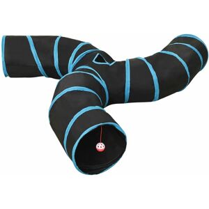 Berkfield Home - Royalton Cat Tunnel 3-way Black and Blue 25 cm Polyester