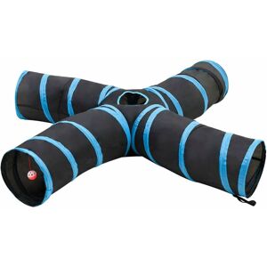 BERKFIELD HOME Royalton Cat Tunnel 4-way Black and Blue 25 cm Polyester