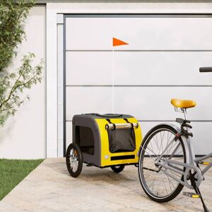 Berkfield Home - Royalton Dog Bike Trailer Yellow and Grey Oxford Fabric and Iron