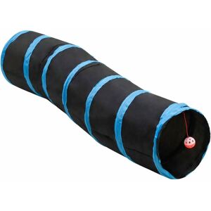 Berkfield Home - Royalton S-shaped Cat Tunnel Black and Blue 122 cm Polyester