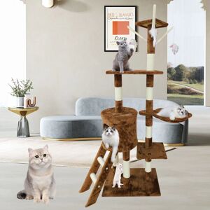 Teetok - Scratching boards,Large Cat Tree Tower Scratching Post Kitten Condo Activity Centre Climbing Frame-Brown