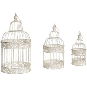 Biscottini - Set of 3 vintage candle holder cages for outdoor garden interior cage decorative lantern birds suspended to hang