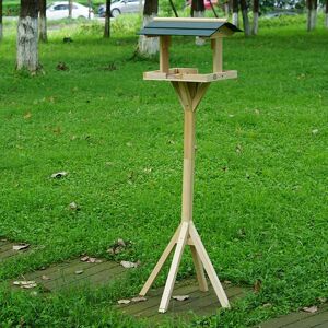 Gr8 Garden - Traditional Wooden Bird Table Garden Birds Feeder Feeding Station Free Standing - Natural