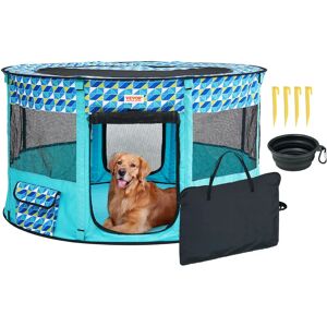 VEVOR Foldable Pet Playpen, 44'x 44'x 24' Portable Dog Playpen, Crate Kennel for Puppy, Dog, Cat, Waterproof 600D Oxford Cloth, Removable Zipper, for